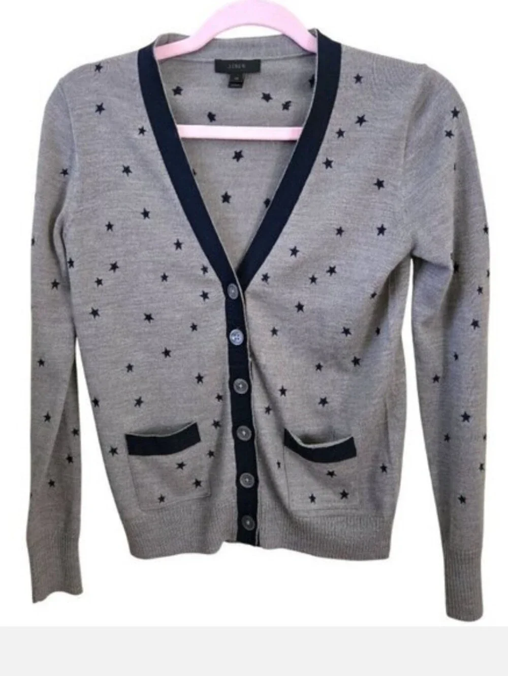 J. Crew Harlow cardigan Merino Wool Blend Star Embroidery Sz.S
